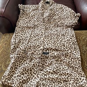 JCrew leopard button-up shorts pajama set M